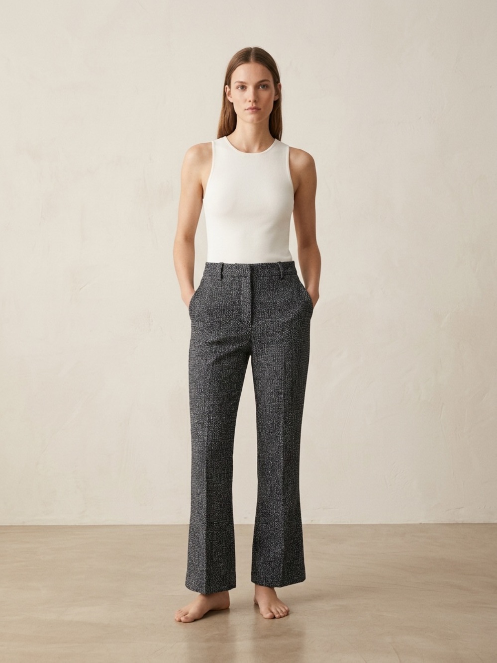 NWT ZARA BLACK/WHITE STRAIGHT SLIT DRESS PANTS TROUSERS WOMENS SZ S FIT & FLARE